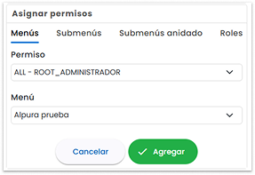 Formulario de Crear Submenú Anidado