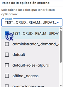 Selección de roles disponibles en Keycloak